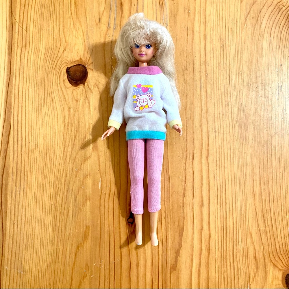 Vintage 80s Barbie Skipper Blonde Blue Eyes Teddy Bear Pink Power Ranger